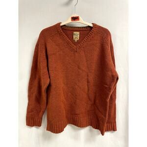 BILLS KHAKIS Shetland 100% Wool V-Neck Sweater USA Raglan Rust Orange Men's XL